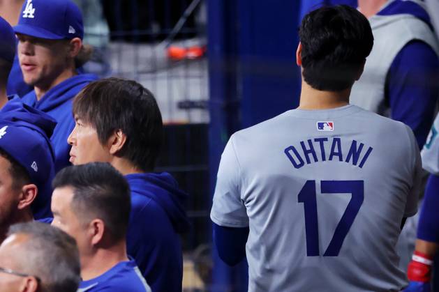 (L-R) Ippei Mizuhara, Shohei Ohtani (Dodgers), MARCH 20, 2024 - Baseball : MLB, Baseball Herren, USA World Tour Seoul Series opening game 1 between the San Diego Padres and the Los Angeles Dodgers at Gocheok Sky Dome, Seoul, South Korea. (247832561)