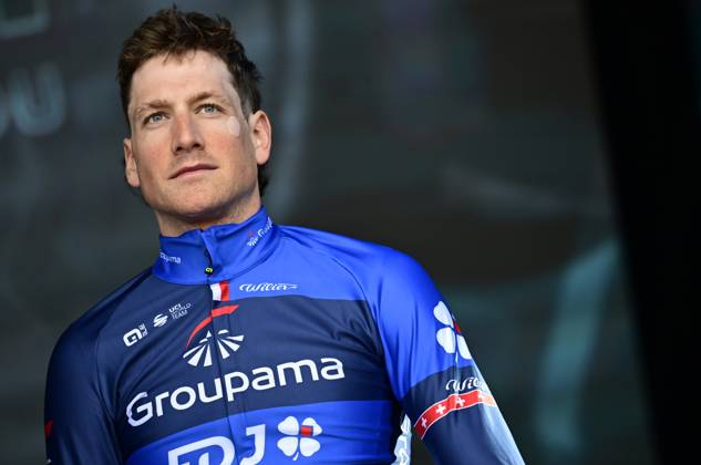 Swiss Stefan Kung of Groupama-FDJ pictured at the start of the E3 Saxo Bank Classic one day cycling race, 207km from and to Harelbeke, Friday 22 March 2024. DIRKxWAEM x89636466x