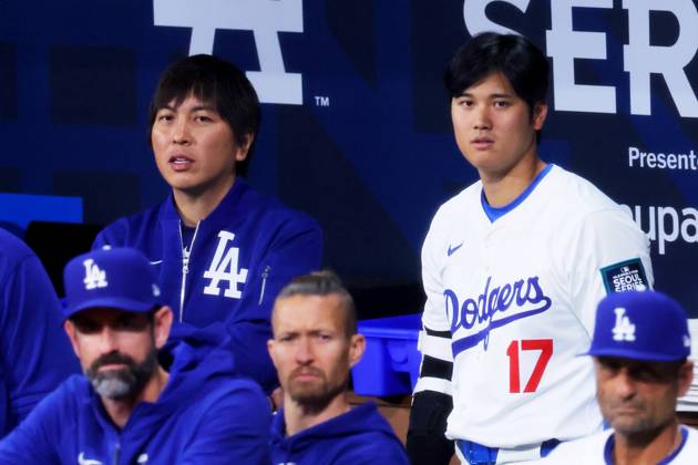(L-R) Ippei Mizuhara, Shohei Ohtani (Dodgers), MARCH 18, 2024 - Baseball : MLB, Baseball Herren, USA World Tour Seoul Series exhibition game between the LG Twins and the San Diego Padres at Gocheok Sky Dome, Seoul, South Korea. Noxthirdxpartyxsales (248045477)