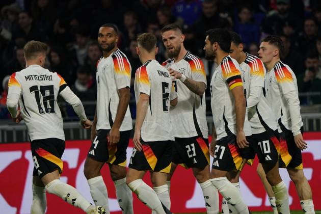 Fussball, Freundschaftsspiel, Länderspiel, Testspiel, Frankreich-Deutschland, 23.03.2024, Groupama Stadium Lyon Maximilian Mittelstädt,Jonathan Tah, Joshua Kimmich, Robert Andrich, Ilkay Gündogan, Jamal Musala, Florian Wirtz, alleDeutschland, Aktion, Einzelbild
