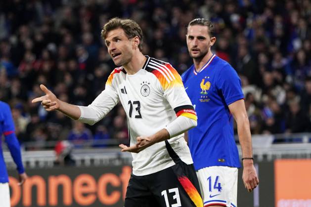 Fussball, Freundschaftsspiel, Länderspiel, Testspiel, Frankreich-Deutschland, 23.03.2024, Groupama Stadium Lyon THomas Müller Deutschland, Aktion, Einzelbild