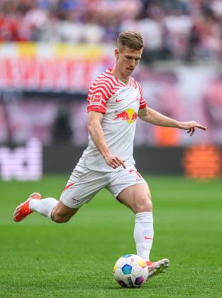 Leipzigs Dani Olmo. Fussball 1. Bundesliga, 27. Spieltag: RB Leipzig - 1. FSV Mainz 05 0-0. 30. Maerz 2024: Leipzig, Red Bull Arena. RB Leipzig - 1. FSV Mainz 05 0-0