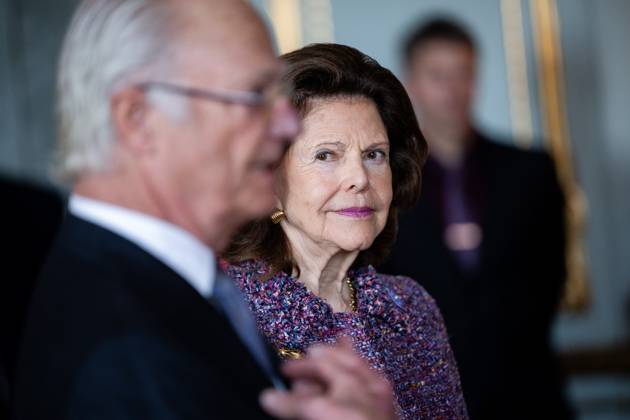 240409 Kung Carl Gustaf och Drottning Silvia efter utdelningen av H.M Konungens medalj för förtjänster om svensk idrott den 9 april 2024 i Stockholm. Copyright: SIMONxHASTEGARD BB240409SH031