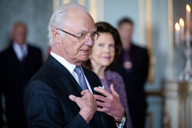 240409 Kung Carl Gustaf och Drottning Silvia efter utdelningen av H.M Konungens medalj för förtjänster om svensk idrott den 9 april 2024 i Stockholm. Copyright: SIMONxHASTEGARD BB240409SH030