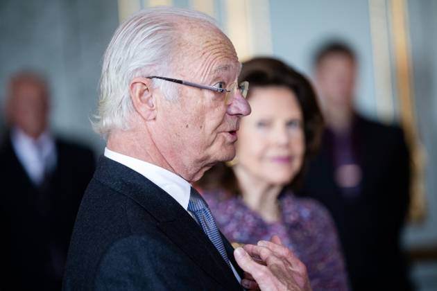 240409 Kung Carl Gustaf och Drottning Silvia efter utdelningen av H.M Konungens medalj för förtjänster om svensk idrott den 9 april 2024 i Stockholm. Copyright: SIMONxHASTEGARD BB240409SH033