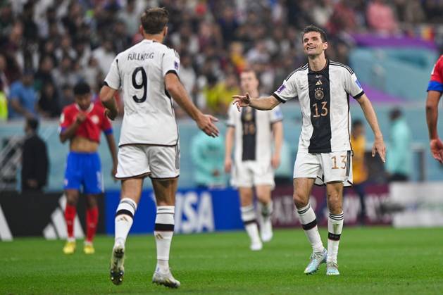 2022-12-01 Costa Rica v Germany - Group E - FIFA World Cup, WM, Weltmeisterschaft, Fussball Qatar 2022 AL KHOR, QATAR - DECEMBER 1: Thomas Muller of Germany reacts during the Group E - FIFA World Cup Qatar 2022 match between Costa Rica and Germany at the Al Bayt Stadium on December 1, 2022 in Al Khor, Qatar (Photo by Pablo Morano BSR Agency) Al Khor Qatar Content not available for redistribution in The Netherlands directly or indirectly through any third parties. Copyright: xBSRxAgencyx