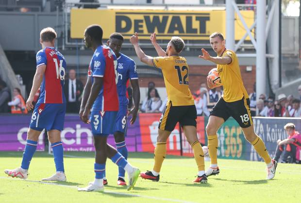 Crystal Palace v Wolverhampton Wanderers - Premier League - Selhurst Park September 3, 2023, London: London, England, 3rd September 2023. Matheus Cunha of Wolverhampton Wanderers celebrates after he scores to make it 3-2 during the Premier League match at Selhurst Park, London. (Credit Image:  Paul Terry Sportimage Cal Media) London EDITORIAL USE ONLY Copyright: xx ZUMA-20230903_faf_si1_108.jpg PaulxTerryx csmphotothree148832