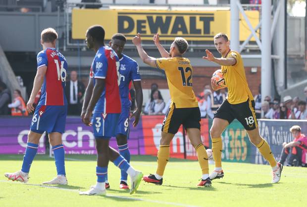 Crystal Palace v Wolverhampton Wanderers - Premier League - Selhurst Park September 3, 2023, London: London, England, 3rd September 2023. Matheus Cunha of Wolverhampton Wanderers celebrates after he scores to make it 3-2 during the Premier League match at Selhurst Park, London. London EDITORIAL USE ONLY Copyright: xx ZUMA-20230903_faf_si1_108.jpg PaulxTerryx csmphotothree148848