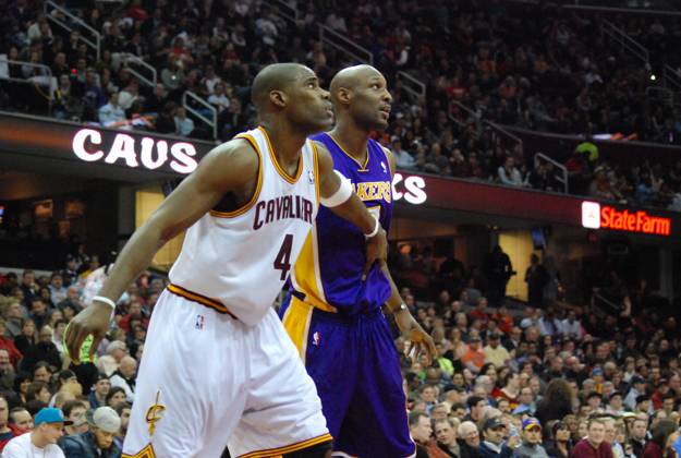 NBA, Basketball Herren, USA Lakers vs Cavaliers FEB 16th February 16th, 2011: Antawn Jamison 4 and Lamar Odom 7 in action during the NBA game between the Los Angeles Lakers and the Cleveland Cavaliers at Quicken Loans Arena.(Credit Image: & 169; Jason Pohuski Cal Media) Cleveland Ohio U.S. EDITORIAL USE ONLY Copyright: xx ZUMA-20110216_zaf_cp5_003.jpg JasonxPohuskix csmphoto416723
