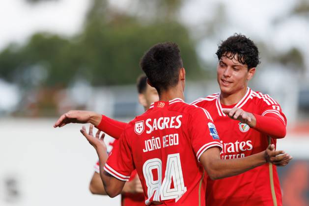 Joao Rego celebrates after scoring goal during Liga Portugal 2 game between SL Benfica B and Pacos De Ferreira at Benfica Campus, Seixal, Lisbon, Portugal. (Maciej Rogowski) Lisbon Benfica Campus Portugal Copyright: xMaciejxRogowskix slb2pacosfull-66