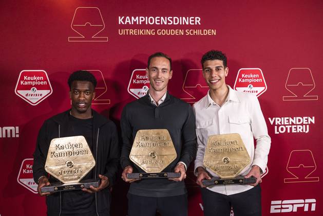 CUIJK , 15-05-2024 , Inspyrium, season 2023 2024 , Dutch Football Keuken Kampioen Divisie.Walid Ould-Chikh , Freek Heerkens, Walid Ould-Chikh Roda JC). Respectievelijk Champions. best talent, best player KKD Kampioensdiner 2023 2024  x25241104x Copyright: