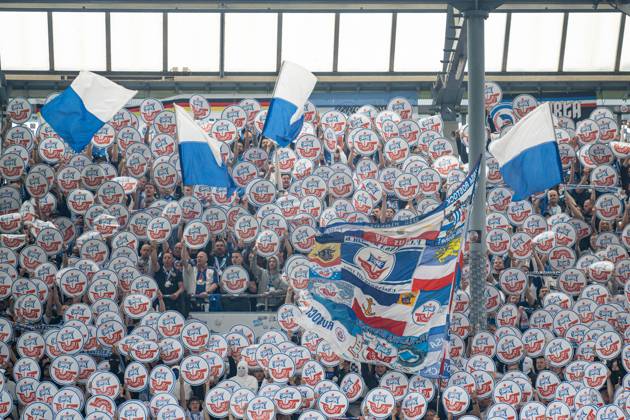 Rostock, Deutschland 19. Mai 2024: 2. BL - 2023 2024 - FC Hansa Rostock vs. SC Paderborn Im Bild: Fankurve, Fans, Fanblock, Hansa Rostock DFL regulations prohibit any use of photographs as image sequences and or quasi-video. Copyright: xFotostandx xVoelkerx
