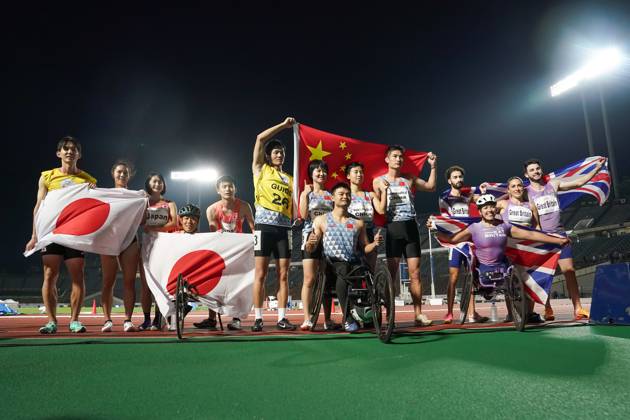 (L-R) Japan team group, Mannschaftsbild, Totale PEOPLE S REP OF CHINA team group, GREAT BRITAIN team group, MAY 24, 2024 - Athletics : Kobe 2024 Para Athletics World Championships Universal 4100m Relay Final at Kobe Universiade Memorial Stadium in Hyogo, Japan. Noxthirdxpartyxsales  (254348159)