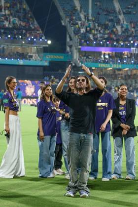 May 26, 2024, Chennai, Tamilnadu, India: Chennai, May26th, 2024 - Bollywood actor and Kolkatta Knight Riders team owner Shah Rukh Khan walks around the ground with his son, family and friends post his team winning the IPL2024,T20,Finals after they defeated the Sunrisers Hyderabad at the M.A.Chidambaram Stadium in Chennai, India. Chennai India - ZUMAc251 20240526_znp_c251_084 Copyright: xVikramxChandrasekarx