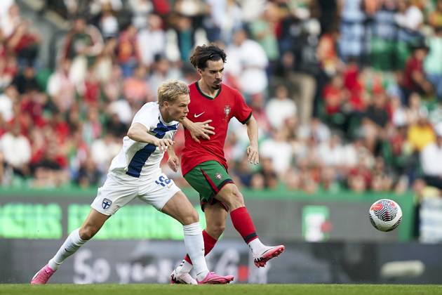 Portugal V Finland - International Friendly, Länderspiel, Nationalmannschaft Urho Nissila of Finland is competing for the ball with Vitor Ferreira Vitinha of Portugal during the international friendly match between Portugal and Finland at Jose Alvalade Stadium in Lisbon, Portugal, on June 04, 2024. Lisbon Portugal Copyright: xJosexManuelxAlvarezxReyx originalFilename:alvarezrey-notitle240604_np4iJ