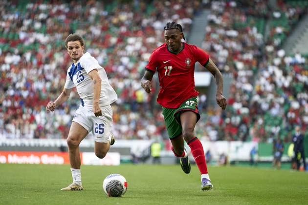 Portugal V Finland - International Friendly, Länderspiel, Nationalmannschaft Juho Talvitie of Finland is competing for the ball with Rafael Leao of Portugal during the international friendly match between Portugal and Finland at Jose Alvalade Stadium in Lisbon, Portugal, on June 04, 2024. Lisbon Portugal Copyright: xJosexManuelxAlvarezxReyx originalFilename:alvarezrey-notitle240604_npl7p