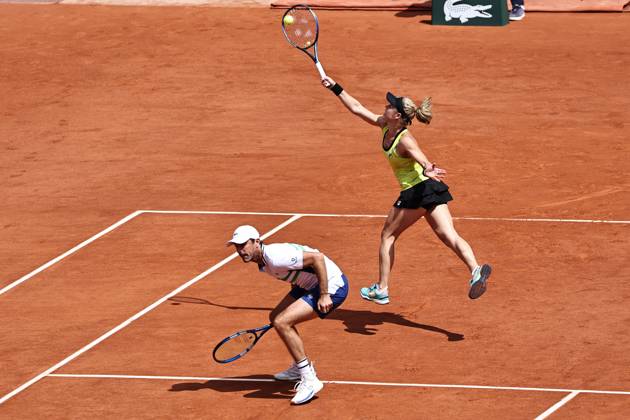 Laura Siegemund, GER, and Edouard Roger-Vasselin, FRA, during mixed doubles final at 2024 French Open at Roland Garros, Paris, 06 06 2024; -