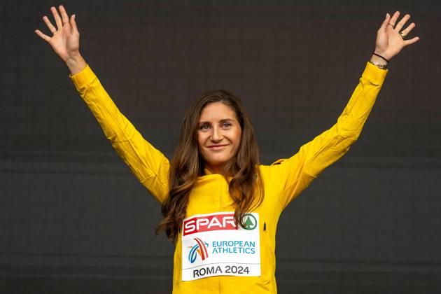 Gesa Felicitas Krause (Silvesterlauf Trier, Germany), 3000m steeplechase women (3000m Hindernis Frauen), Medaille, Silber, Siegerehrung, ITA, Leichtathletik, Athletics, European Athletics Championships Rome, Leichtathletik Europameisterschaften Rom 2024, 10.06.2024, ITA, Leichtathletik, Athletics, European Athletics Championships Rome, Leichtathletik Europameisterschaften Rom 2024, 10.06.2024 Rom Copyright: xStefanxMayerx EP_SMR
