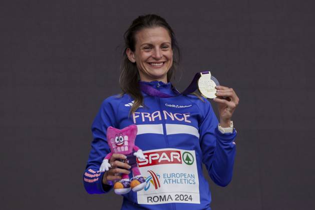 ATHLETICS - European Athletics Championships ROME,ITALY,10.JUN.24 - ATHLETICS - European Athletics Championships, medal ceremony. Image shows Alice Finot (FRA). keywords: medal.  GEPAxpictures xPatrickxSteiner