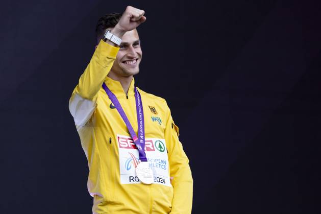 ATHLETICS - European Athletics Championships ROME,ITALY,11.JUN.24 - ATHLETICS - European Athletics Championships,medal ceremony. Image shows Karl Bebendorf (GER). keywords: medal.  GEPAxpictures xPatrickxSteiner