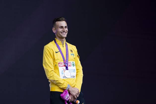 ATHLETICS - European Athletics Championships ROME,ITALY,11.JUN.24 - ATHLETICS - European Athletics Championships,medal ceremony. Image shows Karl Bebendorf (GER). keywords: medal.  GEPAxpictures xPatrickxSteiner