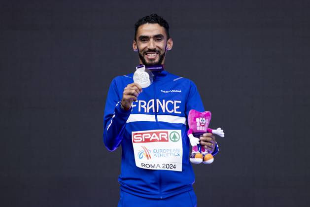 ATHLETICS - European Athletics Championships ROME,ITALY,11.JUN.24 - ATHLETICS - European Athletics Championships,medal ceremony. Image shows Djilali Bedrani (FRA). keywords: medal.  GEPAxpictures xPatrickxSteiner