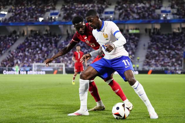France v Canada - International Friendly, Länderspiel, Nationalmannschaft Ousmane Dembele right winger of France and Paris Saint-Germain and Alphonso Davies left-back of Canada and Bayern Munich compete for the ball during the friendly match between France and Canada at Nouveau Stade Bordeaux on June 9, 2024 in Bordeaux, France. Bordeaux France Copyright: xJosexBretonx originalFilename:breton-francevc240609_npa47