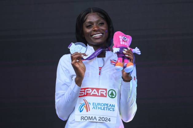 Daryll Neita of Great Britain shows the medal during the medal ceremony of Women s 200m European Athletics Championships, Day Six, Athletics, Stadio Olimpico, Rome, Italy - 12 Jun 2024  Copyright: xNikolaxKrstic Shutterstockx 14523558d