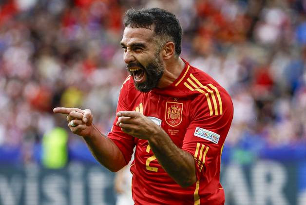 Bilder des Jahres 2024, Sport 06 Juni Sport Themen der Woche KW24 Sport Bilder des Tages Spain s Dani Carvajal jubilates after scoring the 3-0 during the EURO 2024 group B soccer match between Spain and Croatia at the Olympiastadion Berlin in Berlin, Germany, 15 June 2024. Spain vs. Croatia !ACHTUNG: NUR REDAKTIONELLE NUTZUNG!  Copyright: xAlbertoxEstevezx GRAF1537 20240615-55013882008_1