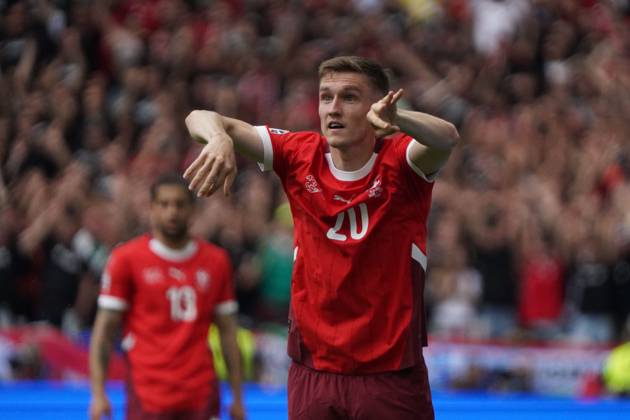 Fussball, UEFA EURO, EM, Europameisterschaft,Fussball 2024, EM 2024, Gruppenphase, Gruppe A, Ungarn-Schweiz Köln Stadion Michel Aebischer Schweiz ,Aktion, Einzelbild