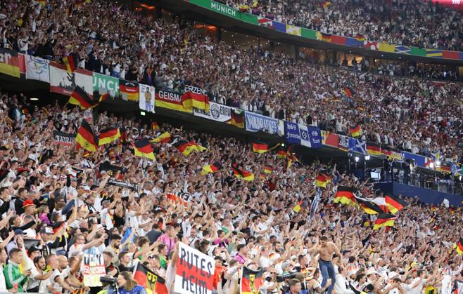 14.06.2024, Fussball, Herren, UEFA Europameisterschaft 2024, Eröffnungsspiel, Gruppe A, Deutschland - Schottland, Die Fankurve der deutschen Nationalmannschaft München Allianz Arena Bayern Deutschland (DE) Copyright: xSebastianxBachx