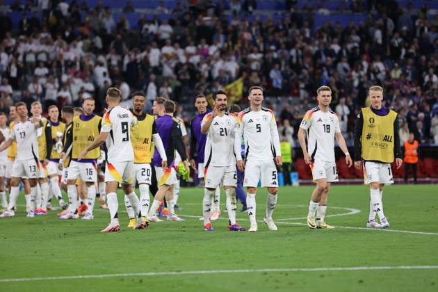 14.06.2024, Fussball, Herren, UEFA Europameisterschaft 2024, Eröffnungsspiel, Gruppe A, Deutschland - Schottland, Die deutsche Nationalmannschaft feiert den Sieg München Allianz Arena Bayern Deutschland (DE) Copyright: xSebastianxBachx