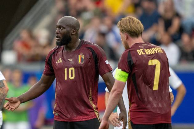 GER, EURO 2024, Group E, Belgien (BEL) vs Slowakei (SVK) 17.06.2024, Frankfurt Arena, Frankfurt, GER, EURO 2024, Group E, Belgien (BEL) vs Slowakei (SVK) Im Bild: enttäuscht enttäuscht traurig Niederlage dissapointed; Romelu Lukaku (Belgien BEL, 10); Gestik, Mimik, Emotionen;