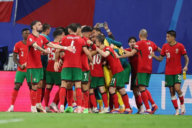 Leipzig Stadium Leipzig, Tuesday, June 18, 2024 UEFA EURO, EM, Europameisterschaft,Fussball 2024 Germany, Group F stage Matchday 1 Group F Portugal - Czechia, Portugal Torjubel, Goal celebration, celebrate the goal Copyright: JoaquimxFerreira