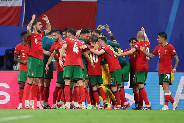Leipzig Stadium Leipzig, Tuesday, June 18, 2024 UEFA EURO, EM, Europameisterschaft,Fussball 2024 Germany, Group F stage Matchday 1 Group F Portugal - Czechia, Portugal Torjubel, Goal celebration, celebrate the goal Copyright: JoaquimxFerreira