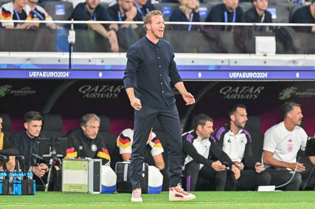 23.06.2024, xscotx, Fussball EM 2024, Schweiz - Deutschland, emspor, v.l. Julian Nagelsmann (Deutschland, Trainer) gibt Anweisungen, gestikuliert mit den Armen, gesticulate, gives instructions Frankfurt am Main