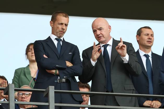 29.06.2024, xtgx, Fussball EM 2024, Schweiz - Italien emspor, v.l. UEFA Praesident Aleksander Ceferin, FIFA Praesident Gianni Infantino (DFL DFB REGULATIONS PROHIBIT ANY USE OF PHOTOGRAPHS as IMAGE SEQUENCES and or QUASI-VIDEO) Berlin