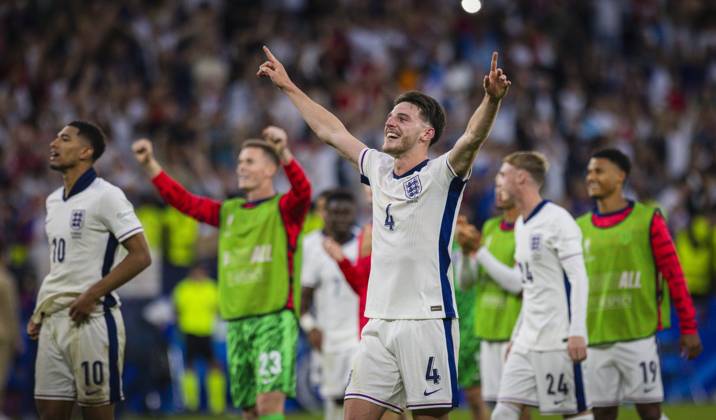 Gelsenkirchen, Germany. 30th Jun 2024. Final jubilation: Declan Rice (ENG) England - Slovakia England - Slowakei .06.2024