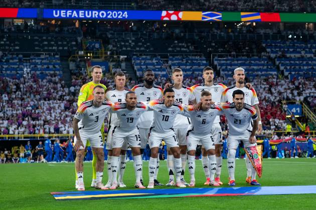 Startelf Teamfoto Deutschland Manuel Neuer (Deutschland, 01), Toni Kroos (Deutschland, 08), Antonio Ruediger (Deutschland, 02), Nico Schlotterbeck (Deutschland, 15), Kai Havertz (Deutschland, 07), Robert Andrich (Deutschland, 23), David Raum (Deutschland, 03), Leroy Sane (Deutschland, 19), Jamal Musiala (Deutschland, 10), Joshua Kimmich (Deutschland, 06), Ilkay Guendogan (Deutschland, 21), GER, Germany (GER) vs Denmark (DEN), Fussball Europameisterschaft, UEFA EURO, EM, Europameisterschaft,Fussball 2024, Round of 16, 29.06.2024 GER, Germany (GER) vs Denmark (DEN), Fussball Europameisterschaft, UEFA EURO 2024, Round of 16, 29.06.2024 Dortmund Copyright: xEibner-Pressefoto Memmlerx EP_MMR
