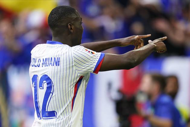 GER: France v Belgium. UEFA EURO, EM, Europameisterschaft,Fussball 2024 Randal Kolo Muani of France celebrates after scoring the 1-0 during the UEFA Euro 2024 match between France and Belgium, Round of 16, played at Dusseldorf Arena on July 1, 2024 in Düsseldorf, Germany. kpng Copyright: xSergioxRuizx xPRESSINPHOTOx PS_240701_FRA_BEL_903