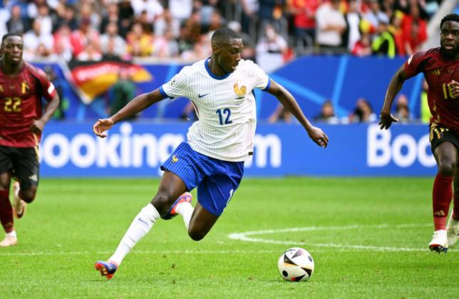 Fussball, Europameisterschaft, EURO 2024, Achtelfinale, Merkur Spiel-Arena Düsseldorf: Frankreich Belgien 1:0; Randal Kolo Muani (FRA). Aktion, Einzelbild.