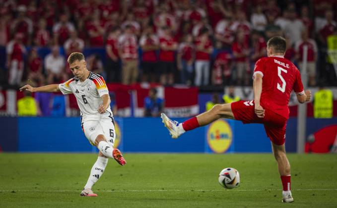Dortmund, Germany. 29th Jun 2024. Joshua Kimmich (DFB) Joakim Maehle (Denmark) Germany - Denmark Deutschland - Dänemark 29.06.2024
