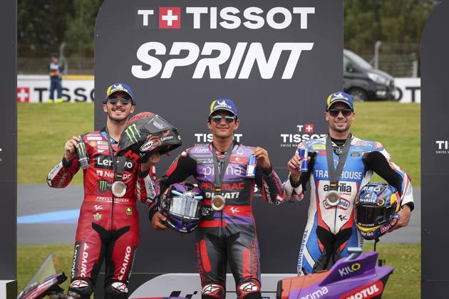 Sprint race of MotoGP Liqui Moly Motorrad Grand Prix Deutschland at Sachsenring Circuit. July 06 2024 In picture: Jorge Martin , Miguel Oliveira and Francesco Bagnaia Carrera al Sprint del Gran Premio Liqui Moly Motorrad de MotoGP de Alemania en el Circuito de Sachsenring, 06 de Julio de 2024 POOL MotoGP.com Cordon Press Images will be for editorial use only. Mandatory credit: MotoGP.com Cordon Press Cordon Press Cordon Press