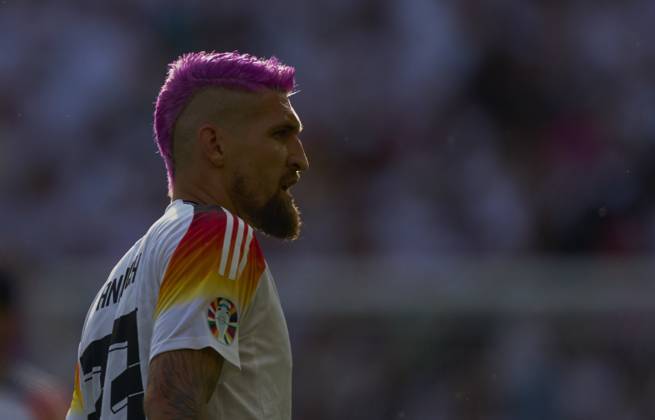 Robert Andrich, DFB 23 with pink hair in the quarter final match GERMANY - SPAIN 1-2 n.V. of the UEFA European Championships 2024 on Jul 5, 2024 in Stuttgart, Germany.