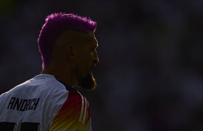 Robert Andrich, DFB 23 with pink hair in the quarter final match GERMANY - SPAIN 1-2 n.V. of the UEFA European Championships 2024 on Jul 5, 2024 in Stuttgart, Germany.
