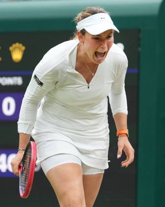 Lawn Tennis - 2024 Wimbledon Championship Lulu Sun (NZL) v Donna Vekic (CRO) All England Lawn Tennis & Croquet Club - Tuesday 9h July 2024 Donna Vekic (CRO) celebrates