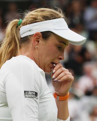 Lawn Tennis - 2024 Wimbledon Championship Lulu Sun (NZL) v Donna Vekic (CRO) All England Lawn Tennis & Croquet Club - Tuesday 9h July 2024 Donna Vekic (CRO) breaks down in tears after winning the match