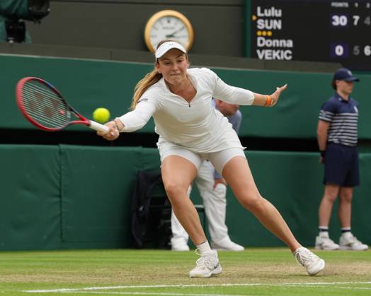Lawn Tennis - 2024 Wimbledon Championship Lulu Sun (NZL) v Donna Vekic (CRO) All England Lawn Tennis & Croquet Club - Tuesday 9h July 2024 Donna Vekic (CRO)