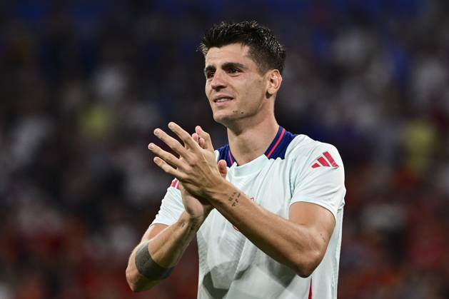 Alvaro Morata 7 (Spanien) jubelt, Spanien vs. Frankreich, Fussball, UEFA EURO, EM, Europameisterschaft,Fussball 2024, Halbfinale, 09.07.2024 Muenchen Bayern Deutschland