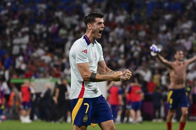 Alvaro Morata 7 (Spanien) jubelt, Spanien vs. Frankreich, Fussball, UEFA EURO, EM, Europameisterschaft,Fussball 2024, Halbfinale, 09.07.2024 Muenchen Bayern Deutschland